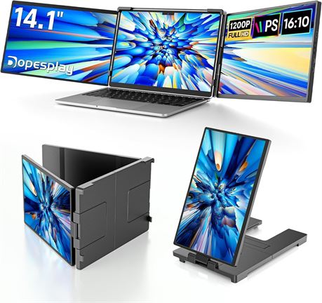Dopesplay Laptop Screen Extender, 14" Portable Monitor, FHD IPS, Plug&Play