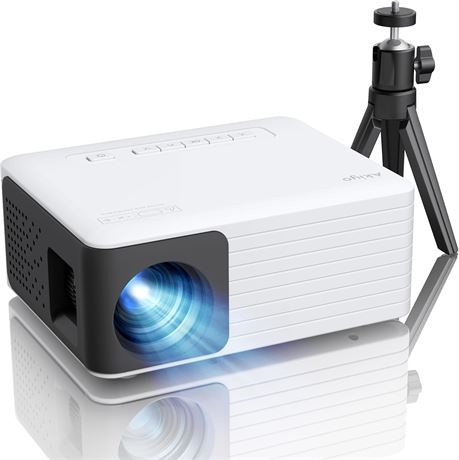 AKIYO Projector with Stand, 1080P Full HD Portable Projector for Home Theater