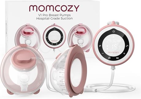 Momcozy V1 Pro Hospital-Grade Hands-Free Breast Pump, 3 Rhythms, 15 Levels