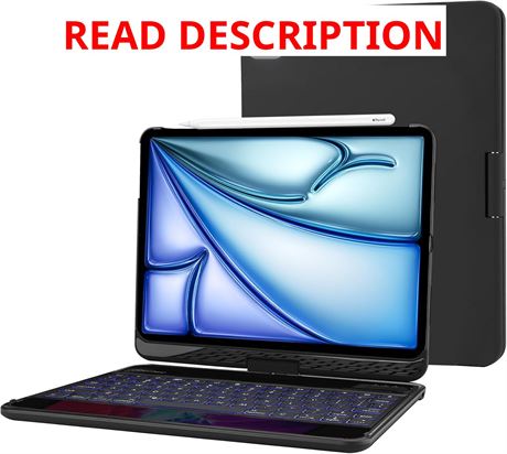 ProCase 360  Keyboard Case for iPad Air 11" Backlit, Auto Sleep - Black