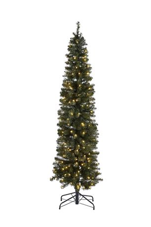 NOMA Pre-Lit Boulevard Pencil Christmas Tree, 7-ft, 200 LED