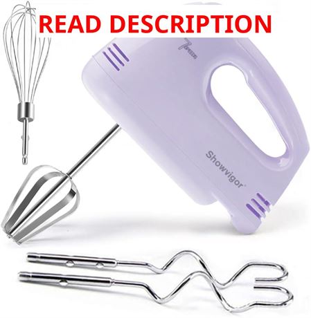 Batteur Électrique 7 Vitesses + 5 Accessoires Inox Violet