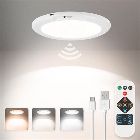 Rechargeable Ceiling Light with Remote, Motion Sensor, Battery-Operated Magnetic