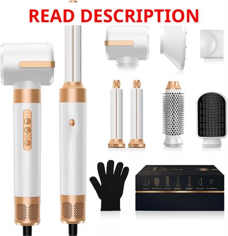 Hair Dryer Brush with Attachments, 7-in-1 Ionic Styler, Left/Right Curler