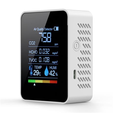 Moniteur Qualité Air Détecteur CO2 HCHO TVOC Température Humidité Maison