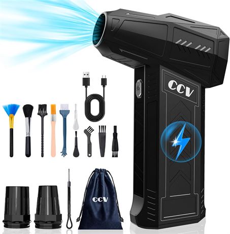 Compressed Air Duster 180000RPM, 3-Gear Adjustable Cordless Jet Blower