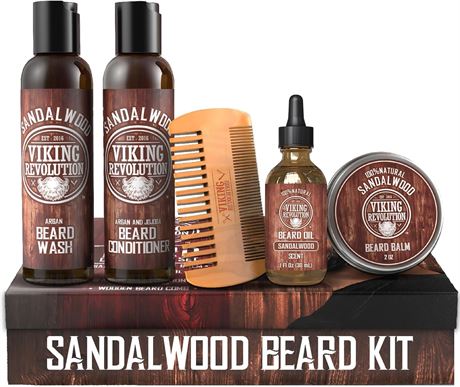 Viking Revolution Beard Grooming Kit - Wash, Cond., Oil, Balm & Comb