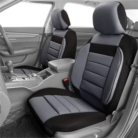 CAR PASS 6PCS Two Front Car Seat Covers, Foam Back, Airbag Compatible