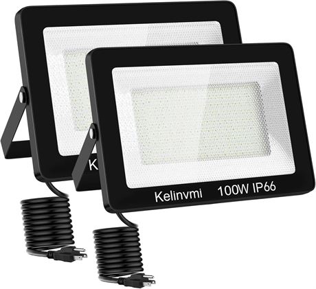 KELINVMI 2x Projecteurs LED 100W Extérieur 4200K IP66 Garage Jardin