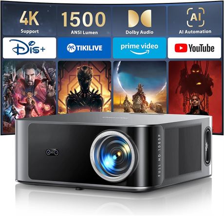 TOPTRO X9 Smart-Projector 4K with WiFi6, Bluetooth, AI Auto Focus, HDR10