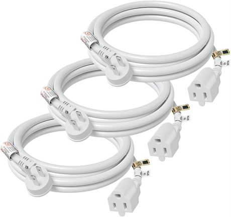 FIRMERST Extension Cord 6ft 14 AWG White - 3 Pack