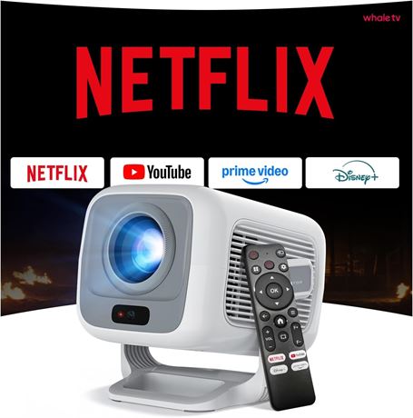 Netflix-Compatible Smart Projector with Apps, Auto Focus & Keystone, 1080P