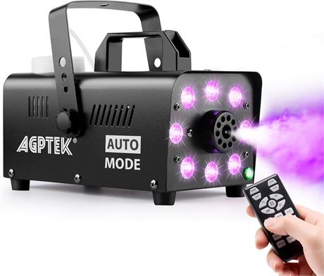 AGPTEK Fog Machine with 13 LEDs, 500 W / 2000 CFM, Receiver & 2 Remotes