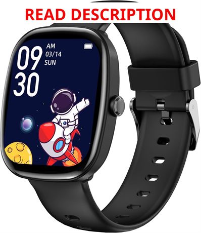 Kids Smart Watch, Pedometer, IP67, 100 Sport Modes, Alarm, Black