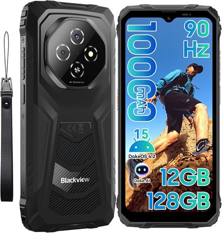 Blackview Fort 1 Rugged Phone Android 15000mAh, 12GB/128GB, Unlocked, IP69K