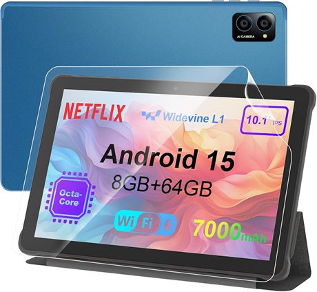 10" Android 14 Tablet Octa-Core 8GB RAM 64GB Storage WiFi 6