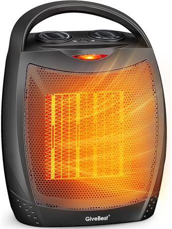 Portable Electric Space Heater with Thermostat, 1500W/750W Ceramic, Quiet