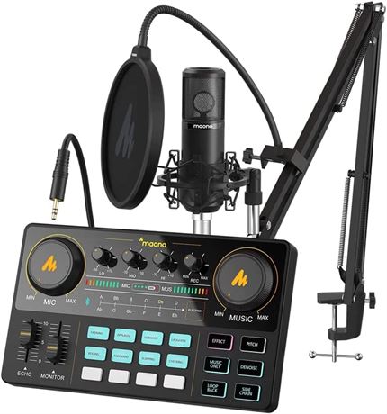MAONO MaonoCaster Lite AU-AM200-S6 Black Audio Mixer Podcast Studio
