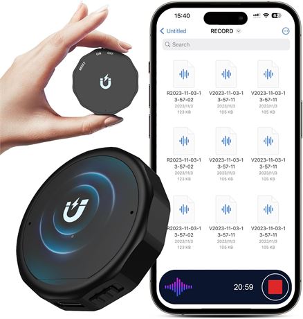 136GB Magnetic Voice Recorder with Noise Reduction and Long Battery Life