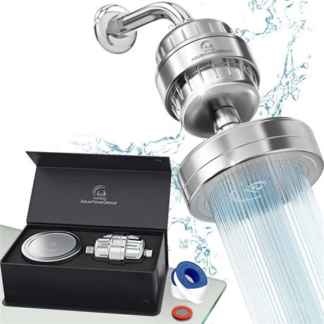 AquaHomeGroup Shower Filter Set, 20-Stage, Removes Chlorine