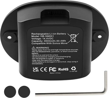 Battery Replacement for Sonos Move Bluetooth Speaker, 14.4V 50.4Wh 3500mAh