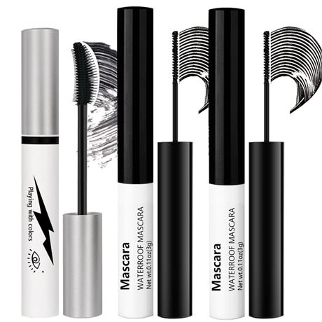 Pack 3 mascaras volume/longueur, waterproof, noir