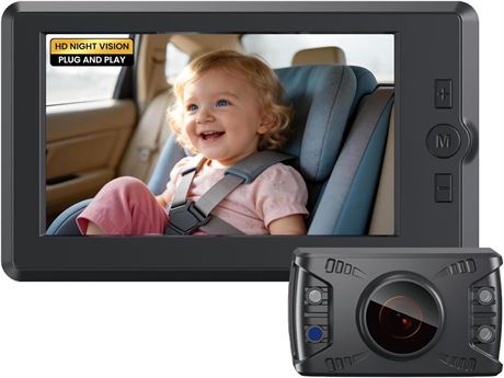 Grownsy Baby Car Camera with 4.3" Display & 360  View, IR Night Vision