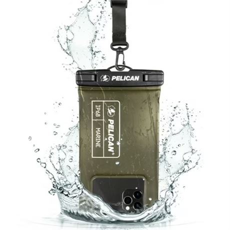 Pelican IP68 Floating Waterproof Phone Pouch Case (Regular) Olive Green