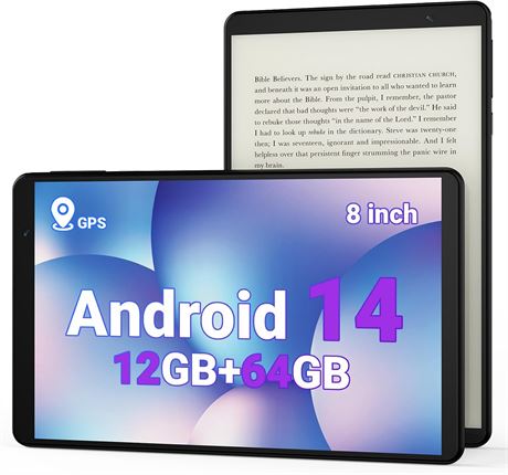 N8 Tablet 8-inch Android 14 with GPS, 12GB RAM, 64GB ROM, 1TB Expand, FHD