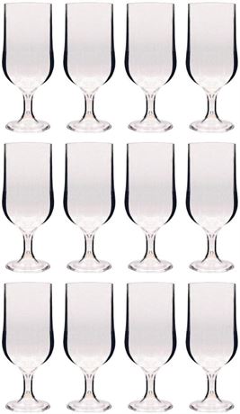 Polycarbonate Goblet, Round Clear, 13 oz, Dia 2.75 in x H 7 in, Set of 12