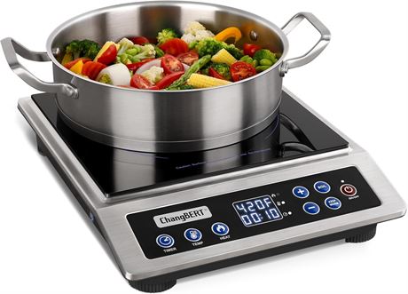 ChangBERT Portable Induction Cooktop 1800W, Precise Temp, NSF Certified