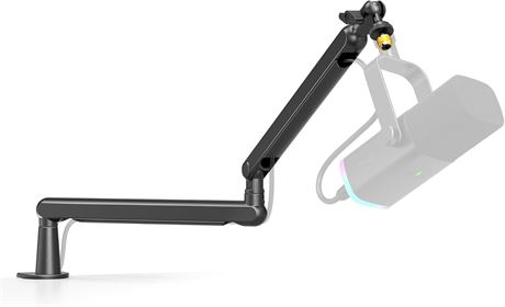 FIFINE Low Profile Microphone Arm Stand, Adjustable Boom with Clamp
