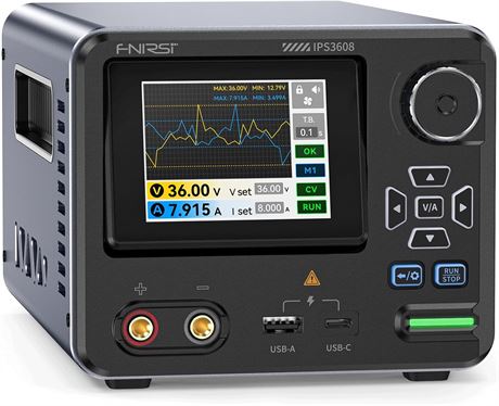 FNIRSI IPS3608 DC Power Supply, 36V 8A, <10mV Ripple, USB-A/Type-C