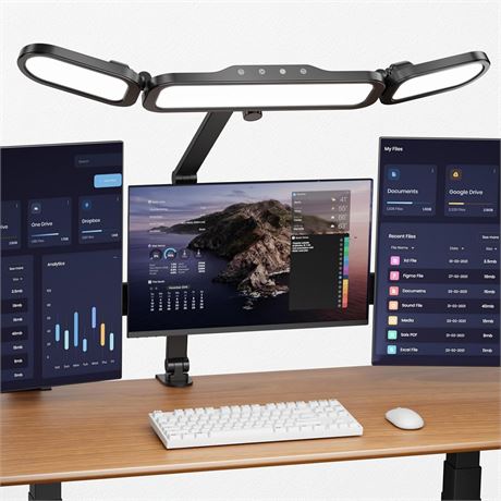 NUERPO LED Desk Lamp with Clamp, Adjustable Swing Arm, Dimmable Eye-Care