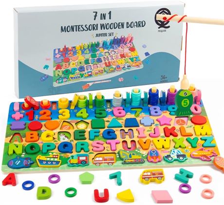 Jeu Pêche Magnétique Montessori PEQUEE 7 en 1 Enfants
