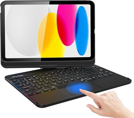 Clavier iPad ProCase A16 360° Rétroéclairé Pavé Tactile Noir