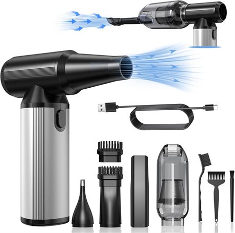 Compressed Air Duster, 2-in-1 Blower & Vacuum, 320000RPM, Rechargeable