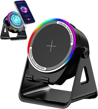 4-in-1 Induction Speaker & RGB Light Stand, Phone Holder, 360  Adjustable
