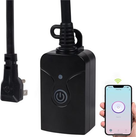 HBN Outdoor WiFi Smart Plug, 1 Grounded Outlet, Alexa/Google Compatible, ETL