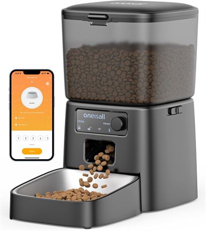 oneisall Automatic Cat Feeder with WiFi App Control for Dry Food