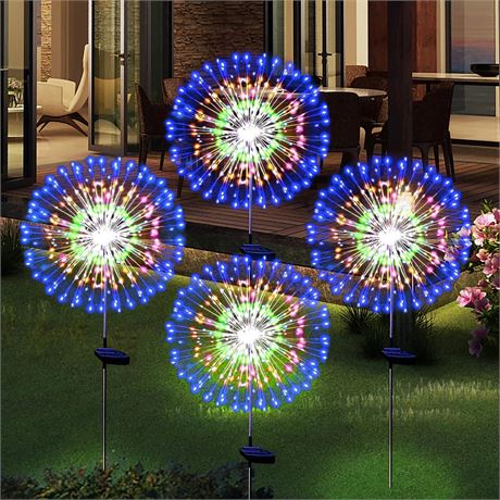 Solar Firework Garden Lights 4-Pack Outdoor Waterproof 180-LED