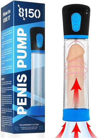 Pompe pénis électrique bleue 3 niveaux aspiration automatique