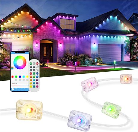 Outdoor Lights for House, 200ft RGB+IC Christmas Lights with App Control