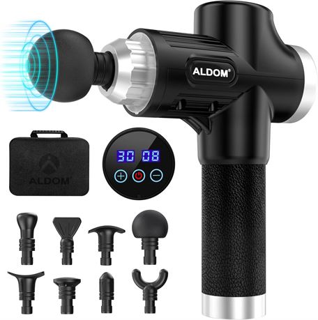 Massage Gun Percussion Massager for Deep Tissue, 8 Heads, 30 Speeds