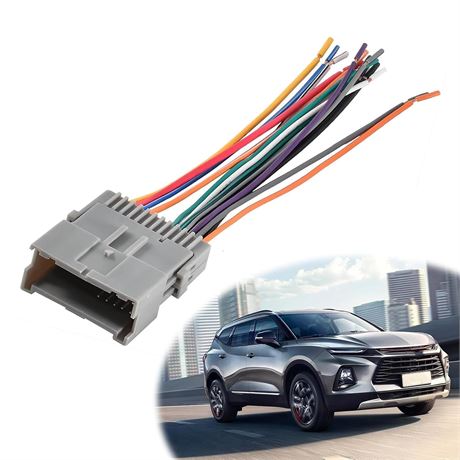 ijuicy 1 PC Car Radio Wiring Harness, Color-Coded Wires, Gray