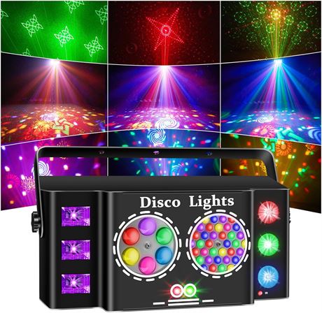 6-in-1 DJ Party Lights DMX512 Stage Lighting with 60+ Patterns, RGBY Beams