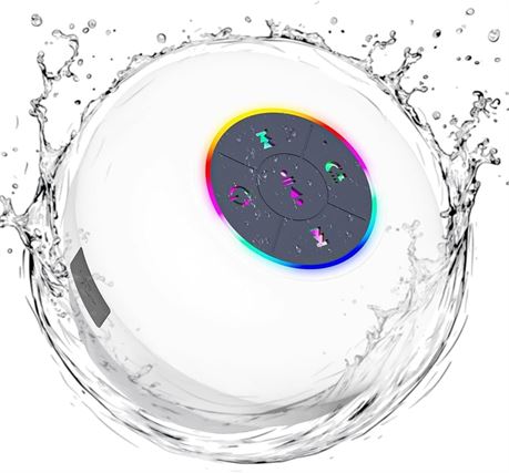 Haut-parleur douche Bluetooth LED ventouse blanc IPX4