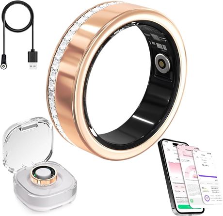 Health Ring Diamond Sleep & Fitness Tracker HR Monitor SpO2 IP68 Rose Gold