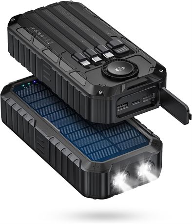 Solar Power Bank 40000mAh, 20W, Wireless Charging, Apple Watch, Flashlight