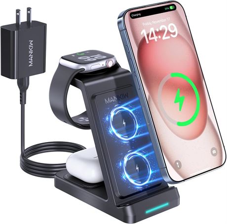 Station charge 3-en-1 iPhone Apple Watch AirPods avec adaptateur